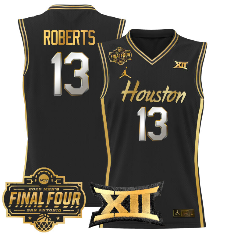 Men Houston Cougars #13 Roberts black 2025 Final Four Patch NCAA Jersey style 2